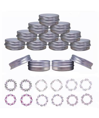JOYWEE Aluminum Tin Jars 24 Pack.5 Oz/15ml - Empty Cosmetic Metal Tins for Candle, Lip Balm, Salve, Makeup - Screw Cap Lid, Round Pot Container - Buy Online on SooperMarket.com