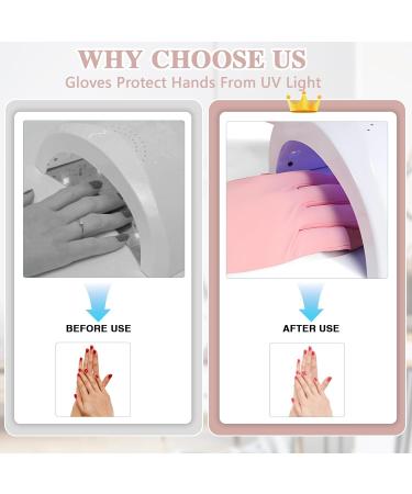 Betinyar 2 Sets of UV Gloves for Gel Nails UPF50+ Fingerless UV Light Gel Nail Gloves UV Protective Gloves(Pink) - Buy Online on SooperMarket.com