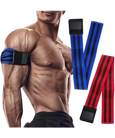 Isesuch Blood Flow Restriction Bands 2PCS - Arm & Leg Occlusion Straps for Muscle Training - Blue/Black 60cm - Buy Online on SooperMarket.com