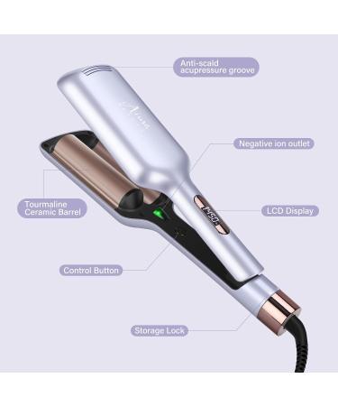 32mm Aima Beauty Twins Mermaid Hair Waver - Anti-Scald Curling Iron for Beach Waves | 1.25 Inch Dual Barrel | Fast 15S Heating - Perfect for All Hair Types (Light Purple - Buy Online on SooperMarket.com