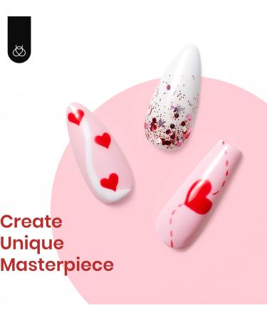 Beetles Gel Nail Polish Set - 6 Colors Pink Rose Red Glitter Kit | Fall in Love Collection for Women | Valentine's Day Nails Gifts - Buy Online on SooperMarket.com
