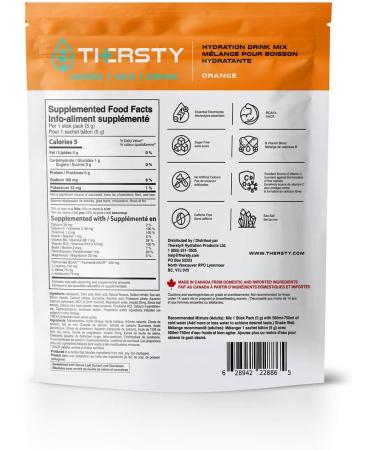 Thersty Electrolyte Powder ZERO Sugar Electrolyte Packets Designed for Rapid Hydration. All Natural Ingredients and Trusted by the World s most Demanding Insustries 40 Servings - Orange - Buy Online on SooperMarket.com
