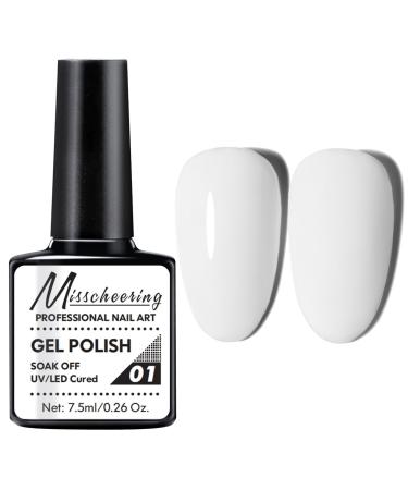 White Nail Polish - Nail Gel Polish - Quick Dry Nail Varnish - Long Lasting Chip Resistant Soak Off UV LED Nail Lamp Gel Polish Nail Art Manicure DIY Home