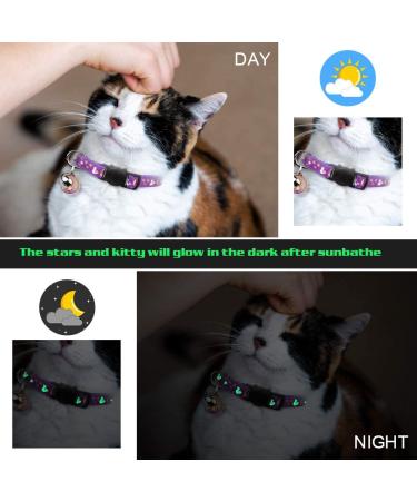 2PCS Breakaway Cat Collars with Bell - Adjustable Safe Kitten Collars - Glow in The Dark - Black&Purple - Buy Online on SooperMarket.com