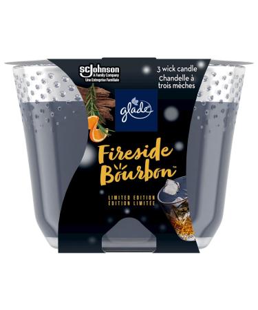 Glade Scented Candle Fireside Bourbon Air Freshener Infused with Essential Oils 3-Wick Candle 1 Count
