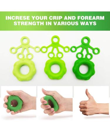 Autuwt Finger Trainer 6-Set | Hand Grip Strengthener & Muscle Trainer | Improve Grip & Hand Strength - Green - Buy Online on SooperMarket.com