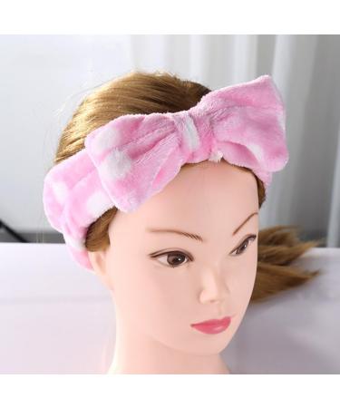 YiKiMira Women Fashion Lovely Soft Fleece Bow Makeup Cosmetic Shower Elastic Hair Band Hairlace Headband for Washing Face Shower Spa Mask (Pink) - Buy Online on SooperMarket.com