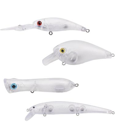 Croch Blank Crankbaits Unpainted Fishing Lure Set - 30 Pcs in Tackle Box | 6 Different Types - Buy Online on SooperMarket.com