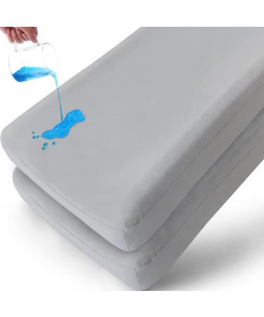 100% Organic Changing Pad Cover, Waterproof Changing Table Cover Sheets, Ultra Soft Organic Cotton, 2 Pack, Unisex Neutral for Baby Boys Girls, Grey