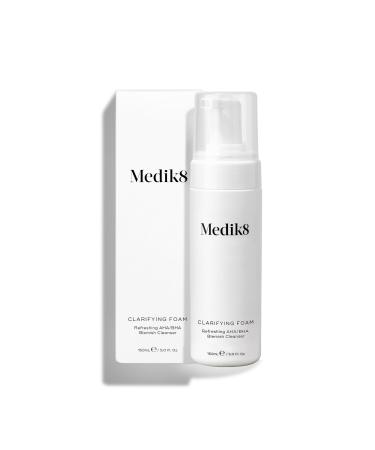 Medik8 Clarifying Foam - Lightweight Exfoliating AHA and BHA Cleanser - Salicylic Acid and Nicacinamide - Non-Drying Sensitive Skin-Safe Foam Formula for Gentle Daily Facial Cleansing - 5 oz