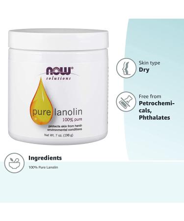 Now Foods Solutions Pure Lanolin 7 oz - 100% Natural Moisturizer for Skin Care - Buy Online on SooperMarket.com