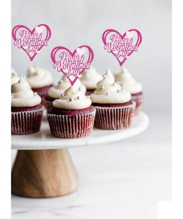 24pcs valentine's day cupcake toppers valentine's day cake decorations (Heart) - Buy Online on SooperMarket.com