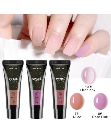 3 Colors UV Gel Nail Extension Builder Gel - Nude, Rose Pink, Clear - Buy Online on SooperMarket.com