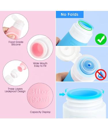 INSFIT 17 Pcs Silicone Travel Bottles Set - 3oz Size Toiletries for Women - Pink Travel Accessories & Containers for Airplane Essentials - Buy Online on SooperMarket.com