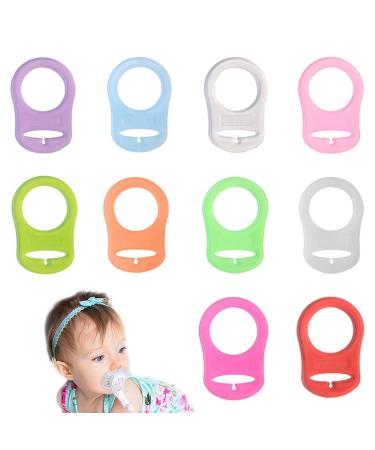 Norhogo 10 pieces of silicone ring for pacifiers ten colors silicone ring adapter BPA-free baby silicone ring pacifier holder silicone ring for baby pacifier