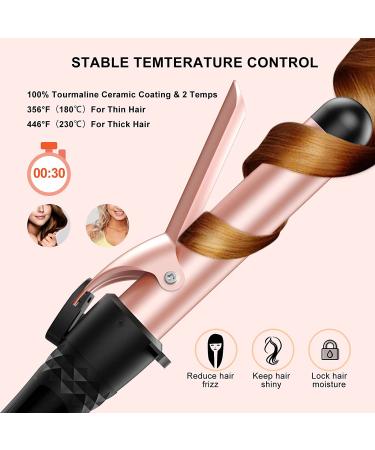 8-in-1 Beach Wave Curling Iron Wand Set for Long and Short Hair - 30s Heat-up, 5 Ceramic Barrels, 2 Heat Settings - Rosa Gold - Buy Online on SooperMarket.com