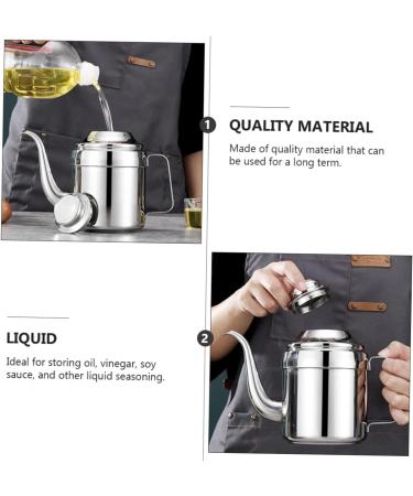 MAGICLULU Oil Can Gooseneck Kettle Olive Oil Decanter Soy Sauce Dispenser Containers Salad Oil Dispenser Bacon Container Olive Oil Jar Sturdy Vinegar Cruet Stainless Steel Storage Seasoning 13X6X6CM As Shown - Buy Online on SooperMarket.com