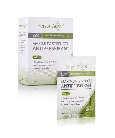 Perspi-Guard Maximum Strength Antiperspirant Wipes 7-Pack - 7 x Individually-Wrapped Antiperspirant Wipes for Women and Men - Effective Protection Against Excessive Sweating and Odour 7 Count (Pack of 1)