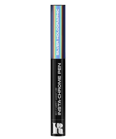 Red Carpet Manicure Insta-Chrome Pen for Mirror Nails | Easy Rub-On Application | Multiple Looks Over Light & Dark Colors | Silver Holographic | 0.02 Oz.
