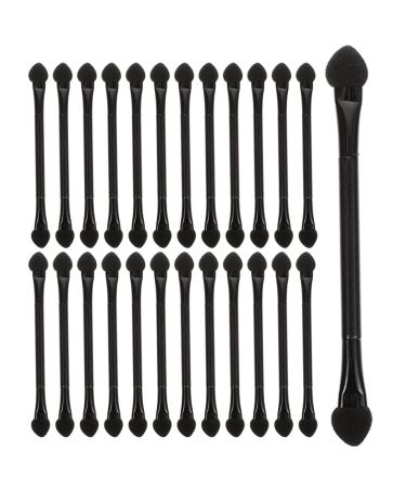 Mikinona 25 Pcs Double Ended Eye Shadow Stick Makeup Use Lipstick Brush Dual Ended Makeup Brush Plastic Black