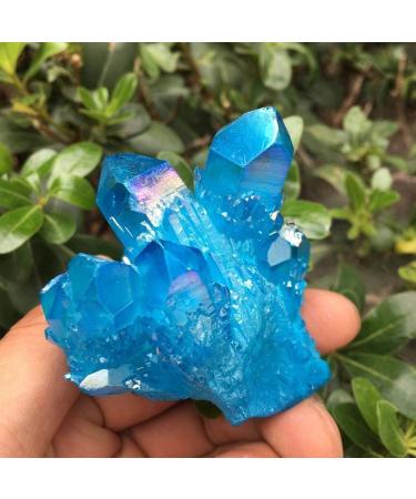 Natural Crystal Rough Sky Blue Flame Water Ring Quartz Crystal Rainbow Bismuth Silicon Cluster - Buy Online on SooperMarket.com