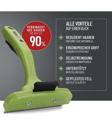Reavet Unterwollkamm for Dogs & Cats - Large Short Hair Grooming Tool with Self-Cleaning Button | Effortlessly Remove Underwool & Maintain Top Coat - Buy Online on SooperMarket.com
