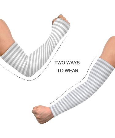 Grey Striped Compression Arm Sleeve - UPF 40+ Sun Protection for Men & Women - Buy Online on SooperMarket.com