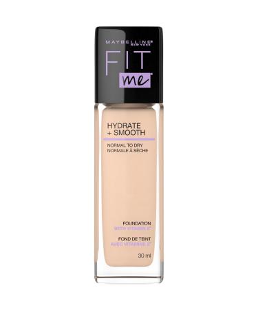 Maybelline New York Fit Me Hydrate + Smooth Foundation Natural Luminous Finish Moisturizing Medium Coverage for Normal to Dry Skin Ivory 30 ml