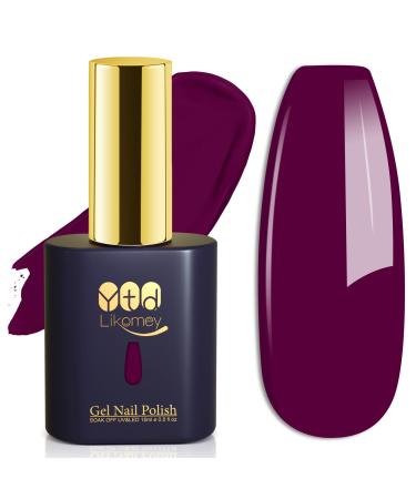 YTD Likomey Gel Nail Polish 15ml Wine Purple Soak Off UV Nails Gel Varnish Fall Winter Salon Home DIY Nail Art Manicure and Pedicure Raspberry Deep Plum Gel Varnish CS017 CS017-Wine Purple 0.5 Fl Oz (Pack of 1)