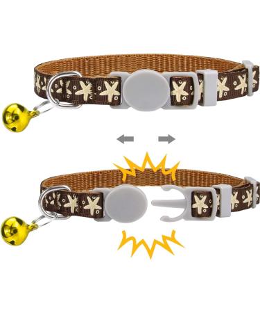 Tagme Personalized Cat Collar Set - Adjustable Safety Closure with Name & Phone Number 2-Pack Brown (18-28 cm) - Buy Online on SooperMarket.com