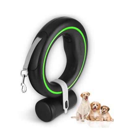Moestar dog leasic with faecal bag roller leash small dogs slightly handy handle insertable dog leash 3m for medium small dogs (black/green)