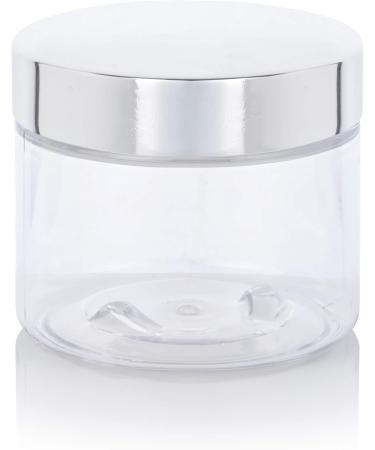 6 Pack Clear PET Plastic Low Profile Jar 6 oz with Silver Metal Lid - Ideal for Cosmetics Crafts & Storage - Buy Online on SooperMarket.com