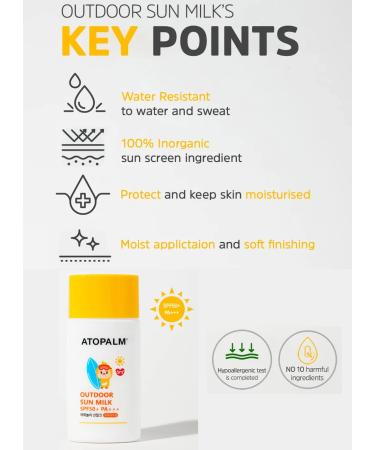 ATOPALM Outdoor Sun Milk & Cleansing Pads Set | Waterproof Baby Kids Sunscreen SPF50+ PA - Buy Online on SooperMarket.com