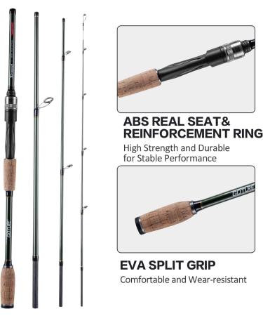 Goture Travel Fishing Rods 4 Piece Ultra Light Spinning Rod - Dark Green 8' - Best for Saltwater Trout, Bass, Walleye, Pike - Buy Online on SooperMarket.com