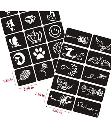 Xmasir 5 Sheets 70pcs Small Glitter Woman Drawing Tattoo Stencil Set for Kids - Cute Airbrush Stencils & Templates - Buy Online on SooperMarket.com