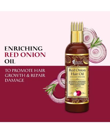 Oriental Botanics Red Onion Hair Oil with Comb Applicator 200ml - With 30 Oils & Extracts for Stronger Growth Control Hair Fall - Buy Online on SooperMarket.com