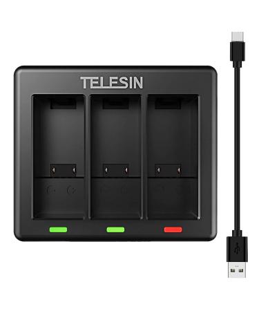 Telesin battery charger for GoPro HERO 9 black with type C charging cable triple channel canal bike device compatible with GoPro HERO 9 GoPro-ACTION not included in the scope of delivery 1 charger