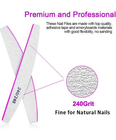 12pcs Professional 240/240 Grit Nail Files | Washable & Reusable Double-Sided Emery Board for Natural Nails | Thick Nail File - Buy Online on SooperMarket.com