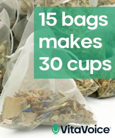 VitaVoice Performance Tea for Throat & Voice Care - Green Mate with Lemongrass, Spearmint, Ginseng, Gingko, Nettle - 15 Luxury Tea Bags - Buy Online on SooperMarket.com