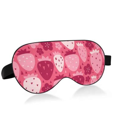 Haskirky Light Blocking Eye Mask Breathable and Adjustable Adult Men and Women Travel on Business Trips Yoga Meditation Light Smooth Comfortable Eye Mask Office Deep Sleep Goodies Pink Strawberry