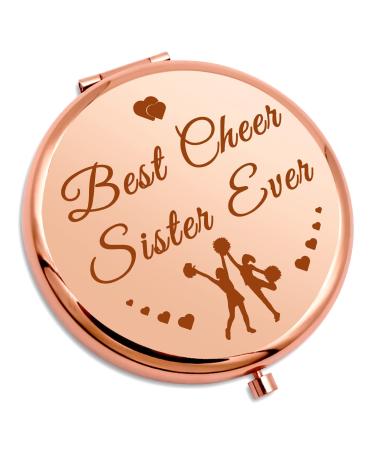 Cheer Gifts for Girls Sister Cheerleading Gift Compact Makeup Mirror Friendship Gifts Cheer Team Gift for Cheer Friend Cheerleader Travel Makeup Mirror Birthday Gift Pocket Makeup Mirror Rose Gold