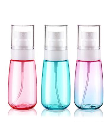 Cosywell Travel Spray Bottle TSA Approved 2oz 60ml 3 Pack Leak Proof Fine Mist Spray Bottles Empty Plastic Refillable Spray Bottle for Perfume Essential Oils Toners Rose Water Cosmetics (3color) 2oz 01-3Color