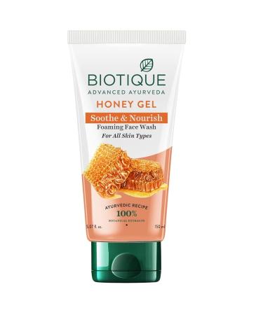 Biotique Bio Honey Gel Refreshing Foaming Face Wash 150ml/ 5.07 Oz. I All Skin Type I Enriched with Honey Powerful Cleanser Brightens Complexion Boosts Skin Tone