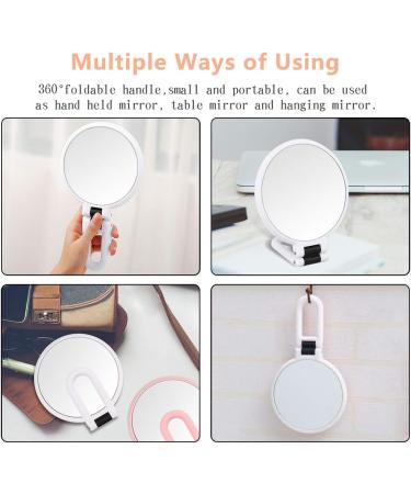 Double Sided 5X/1X Magnifying Hand Held Makeup Mirror - Compact Cosmetic Vanity Mirror for Girls Ladies - White - Buy Online on SooperMarket.com