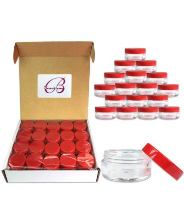 (Quantity: 40 Pieces) Beauticom 10G/10ML Round Clear Jars with RED Lids for Beads Gems Glitter Charms Small Arts and Crafts Items - BPA Free