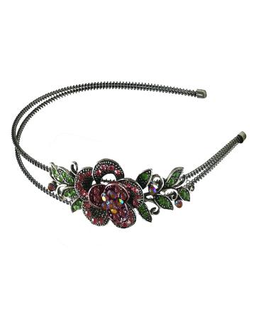 Set of 4 Crystal Flower Headbands - 4 Colors (Jet, Lavender, Rose, Crystal) - Buy Online on SooperMarket.com