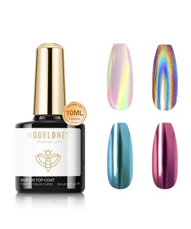 modelones No Wipe Gel Top Coat High Gloss Shiny Long Lasting Top Coat Gel for Chrome Nail Powder and Clear Nail Gel 10ml Soak Off Nail Lamp Top Coat Gel Nail Polish for Home DIY and Nail Salon