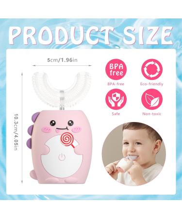 ANYCOVER Kids Electric Toothbrush with 4 Brush Heads | U-Shaped Design, IPX7 Waterproof, 3 Cleaning Modes | for 2-8 Years, Children's Sonic Toothbrush (Pink) - Buy Online on SooperMarket.com