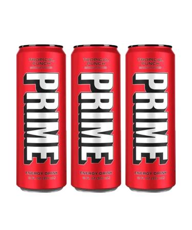3 x 330ml Energy Drink Tropical Fruit Flavour NO added Sugar Fizzy Vegan Gluten Free