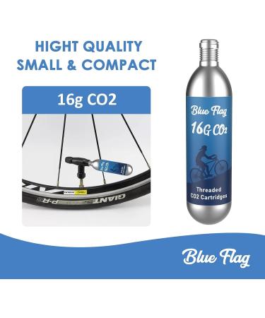 BLUE FLAG 16g Threaded CO2 Cartridges - 5 Pack for Bike Tire Inflators & Pumps | Quick Air Refill for MTB & Road Bikes - Buy Online on SooperMarket.com